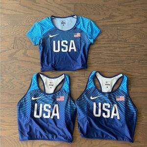 Nike Pro Elite lot Women’s Blue USA Olympic Racing Top sports bras Sz Small